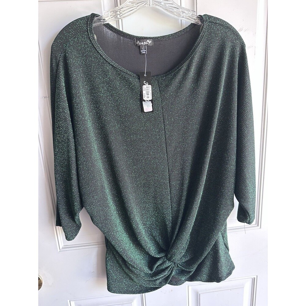 Olivia Blu Sparkle Top Size Large Green Black Scrounge Bottom